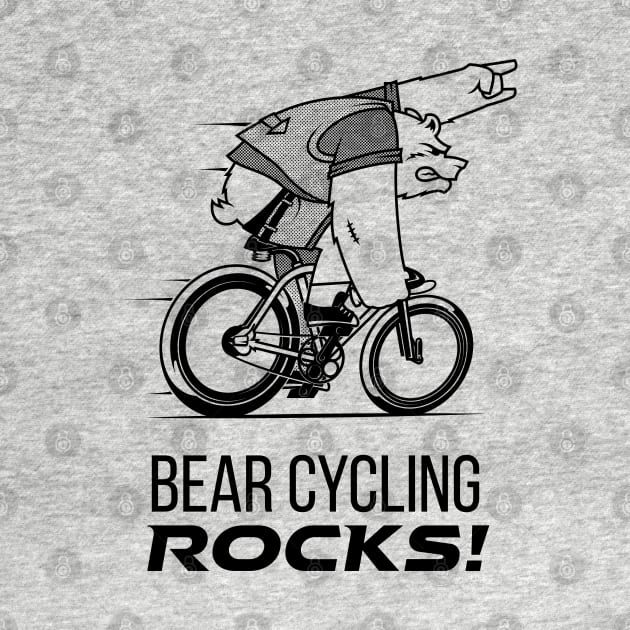 Bear Cycling Rocks with rocking finger sign riding bicycle very fast by ActivLife